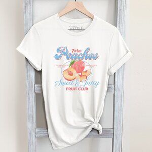 Peach Shirt, Vintage Graphic Fruit Shirt, Boho Shirt, Fruit Tee Shirt